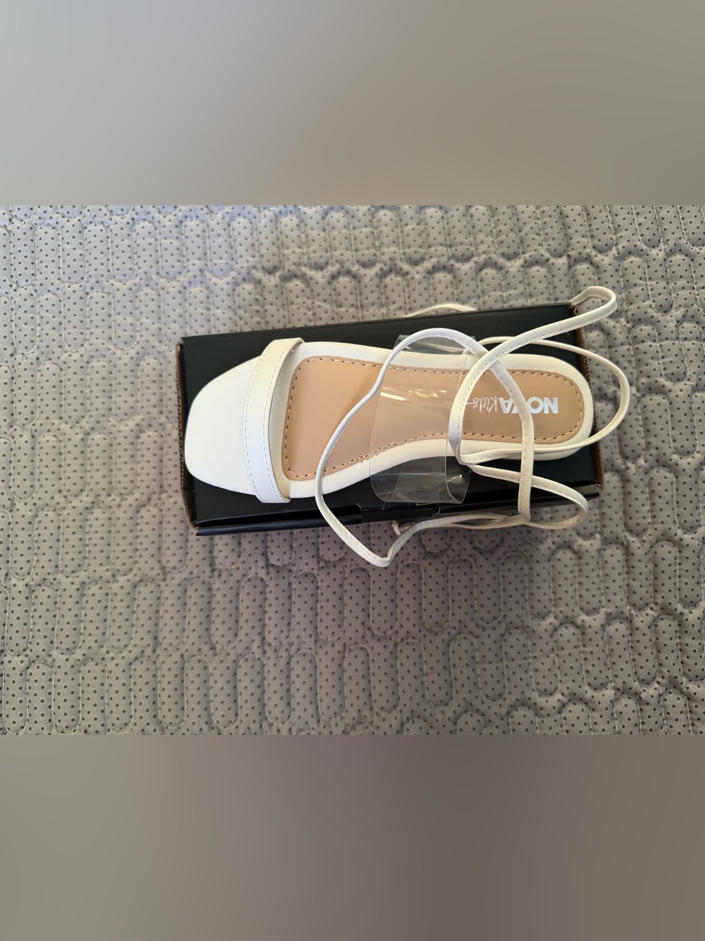 Fashion Nova White Strappy Square-Toe Lace-Up Sandals